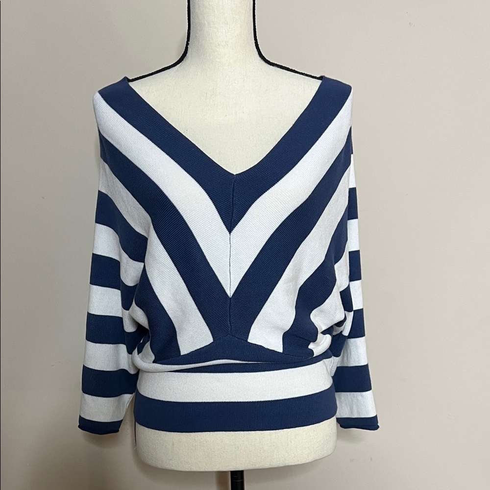 Truth by Republic Navy and White Striped Women's Sweater - Picture 3 of 8